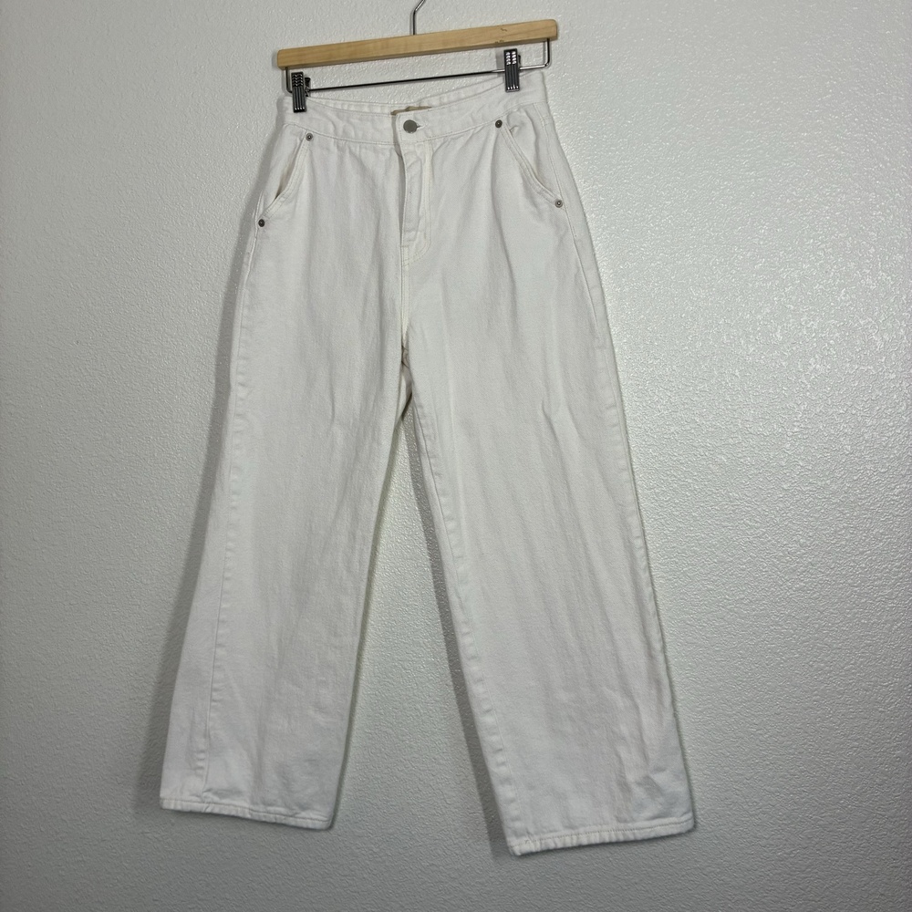 THERAW Wide Leg Jeans Womens M White High Rise Relaxed Denim Cotton 28x29